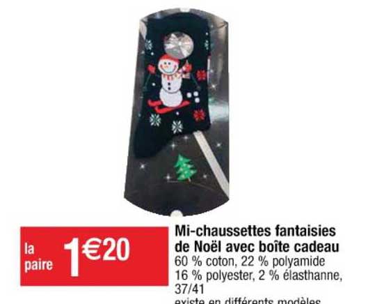 mi-chaussettes fantaisies de noël avec boîte cadeau