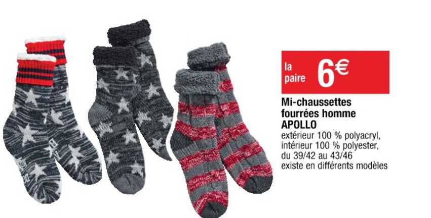 mi-chaussettes fourrées homme apollo