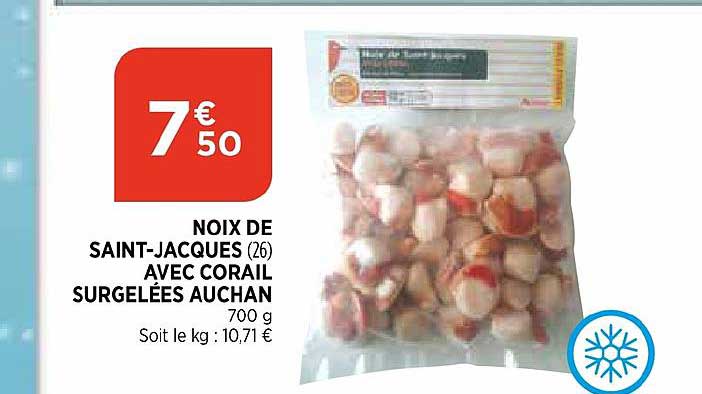 noix de saint jacques avec corail surgelées auchan