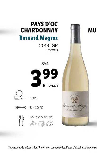 pays d'oc chardonnay bernard magrez 2019 igp