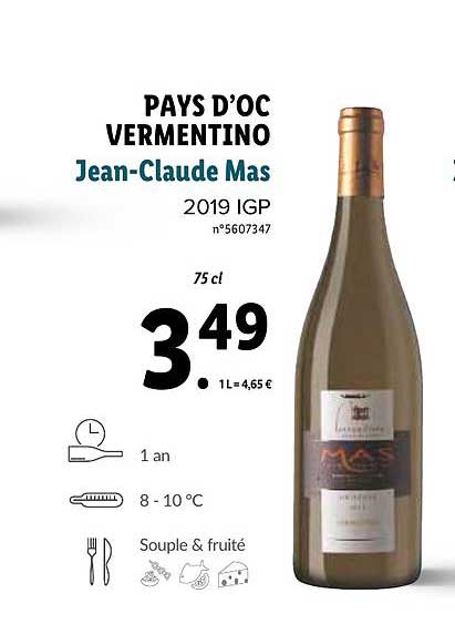 pays d'oc vermentino jean claude mas 2019 igp
