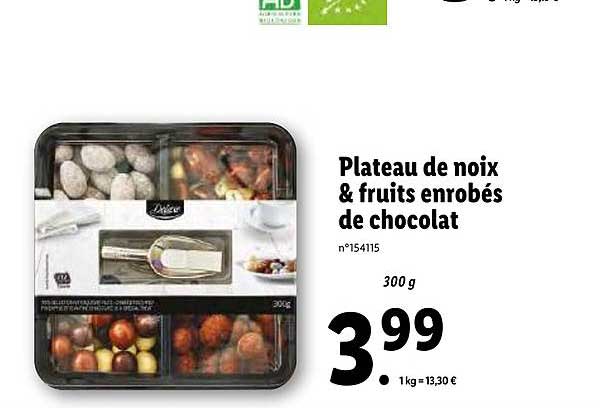 plateau de noix & fruits enrobés de chocolat