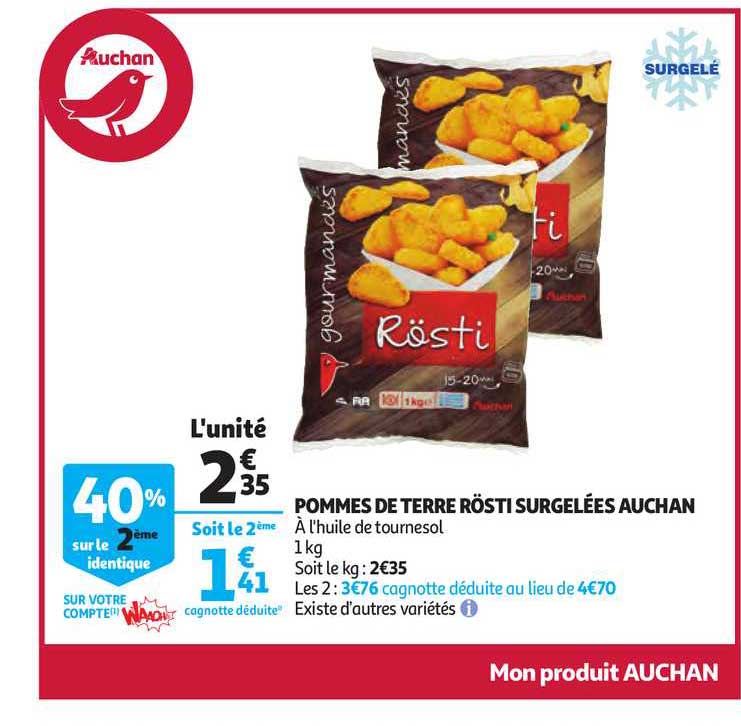 Pommes De Terre Rösti Surgelées Auchan