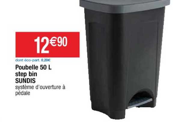 poubelle 50l step bin sundis