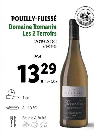 pouilly-fuissé domaine romanin les 2 terroirs 2019  aoc