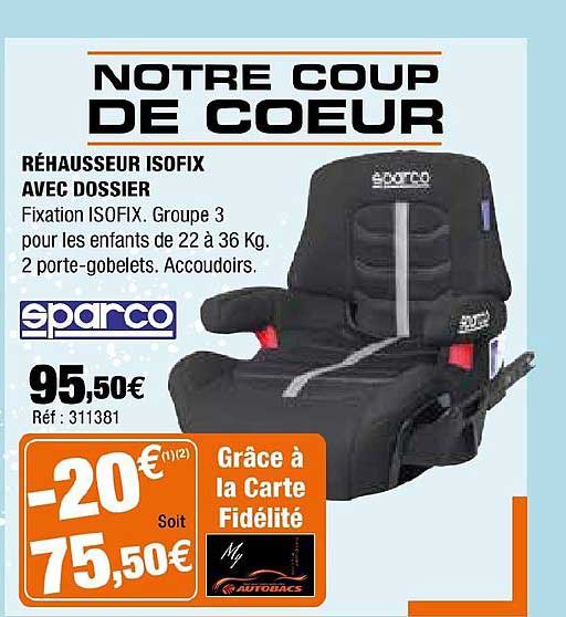 réhausseur isofix avec dossier sparco