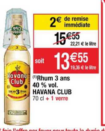 rhum 3 ans 40% vol. havana club
