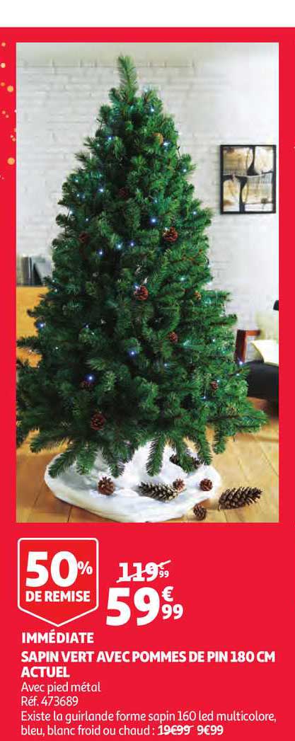 Sapin Vert Avec Pommes De Pin 180 Cm Actuel