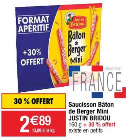 saucisson bâton de berger mini justin bridou