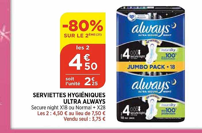 serviettes hygiéniques ultra always
