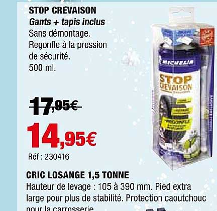 stop crevaison gants + tapis inclus
