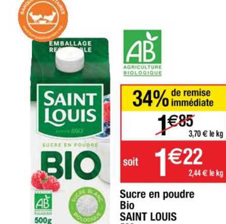 sucre en poudre bio saint louis