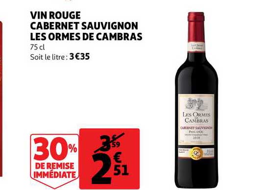 vin rouge cabernet sauvignon les ormes de cambras