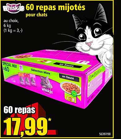 whiskas 60 repas mijotés pour chats