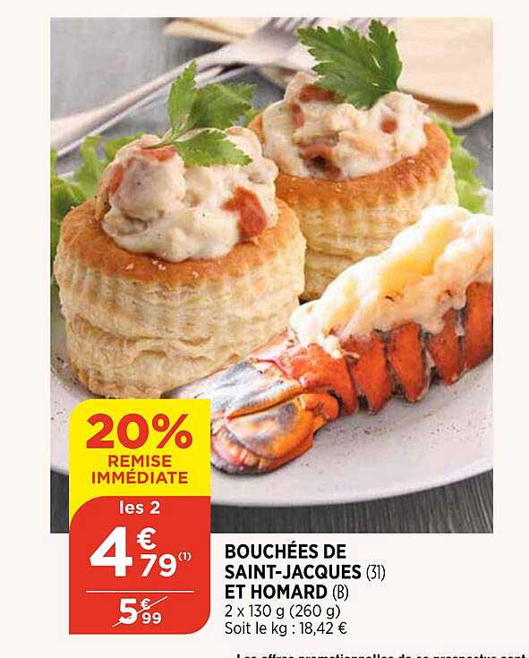 bouchées de saint-jacques et homard