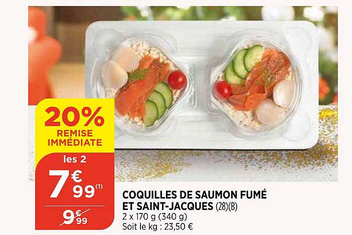 coquilles de saumon fumé et saint-jacques
