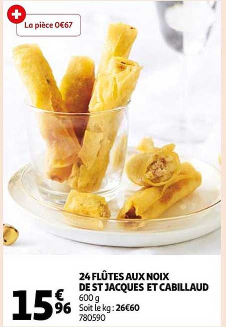 24 flûtes aux noix de st jacques et cabillaud