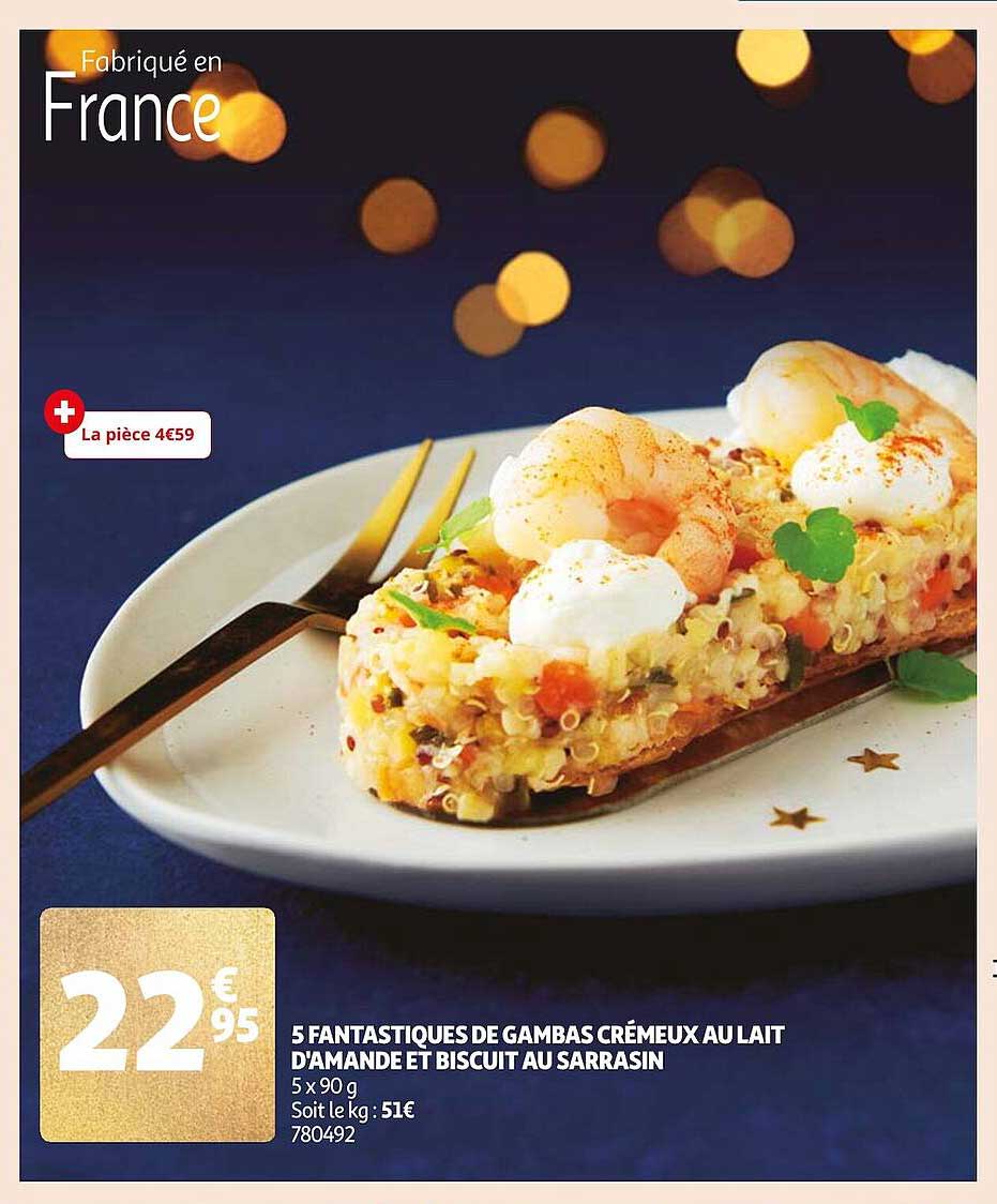 5 Fantastiques De Gambas Crémeux Au Lait D'amande Et Biscuit Au Sarrasin