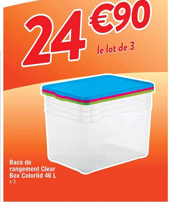 Bacs De Rangement Clear Box Colorlid 46l