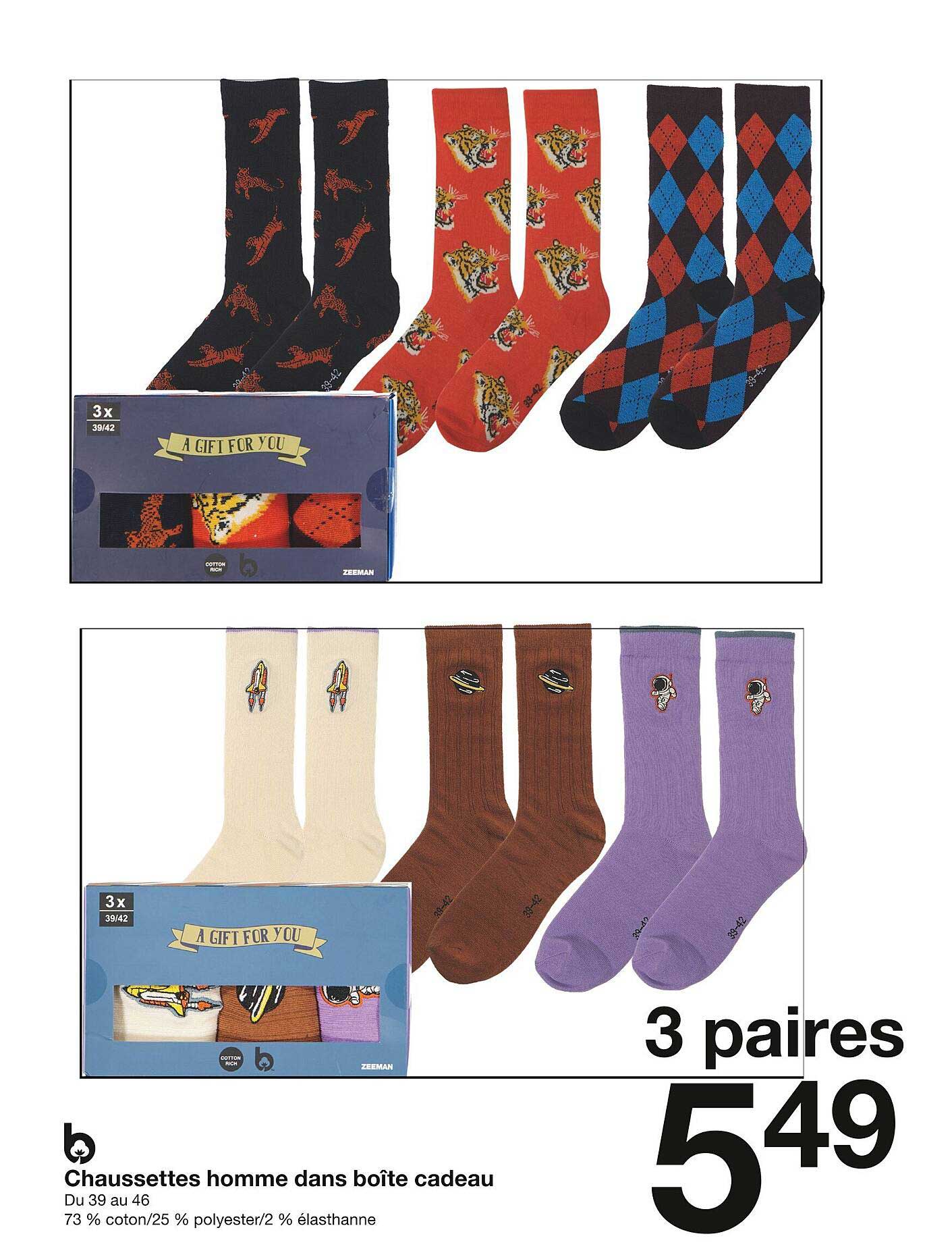 chaussettes homme dans boîte cadeau