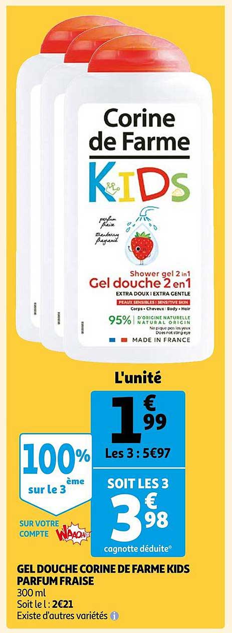 gel douche corine de farme kids parfum fraise