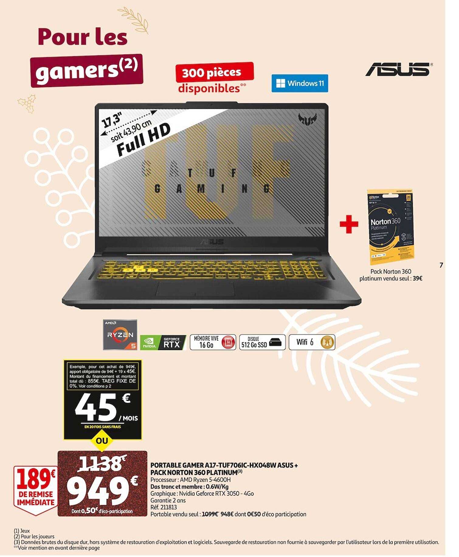 Portable Gamer A17-tuf706ic-hx048w Asus + Pack Norton 360 Platinum
