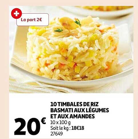 10 timbales de riz basmati aux légumes et aux amandes