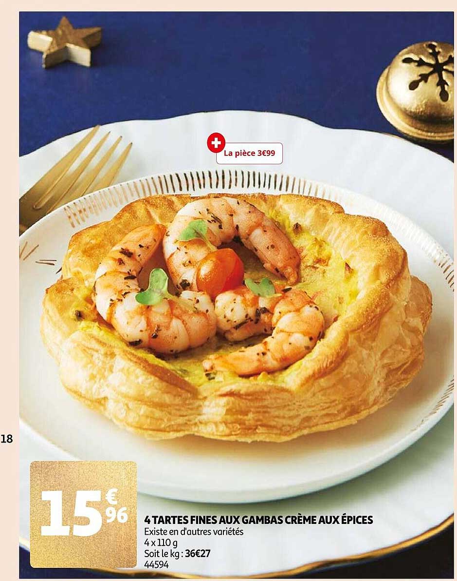 4 Tartes Fines Aux Gambas Crème Aux épices