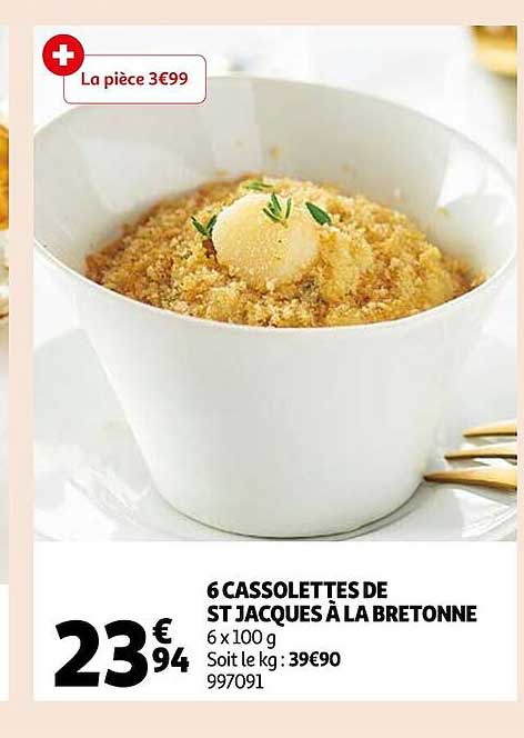 6 cassolettes de st jacques à la bretonne