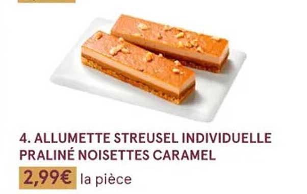 allumette streusel individuelle praliné noisettes caramel