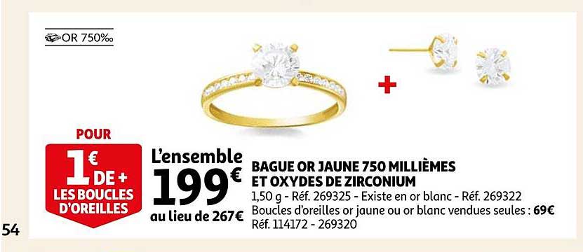 bague or jaune 750 millièmes et oxydes de zirconium
