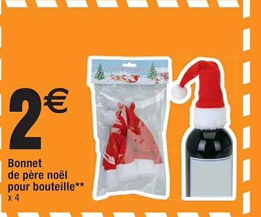 bonnet de père noël pour bouteille