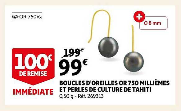 boucles d'oreilles or 750 millièmes et perles de culture de tahiti