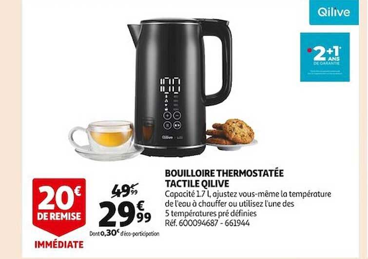 Bouilloire Thermostatée Tactile Qilive