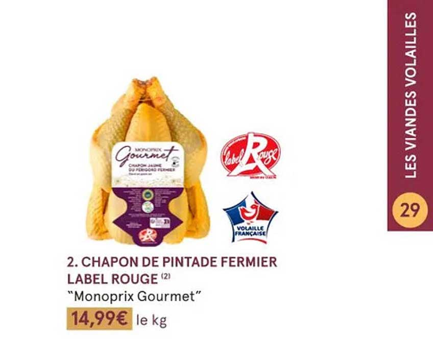 chapon de pintade fermier label rouge "monoprix gourmet"