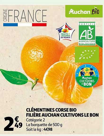 clémentines corse bio filière auchan cultivons le bon