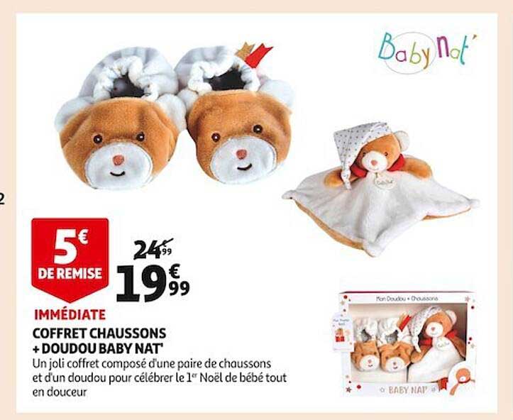 coffret chaussons + doudou baby nat'