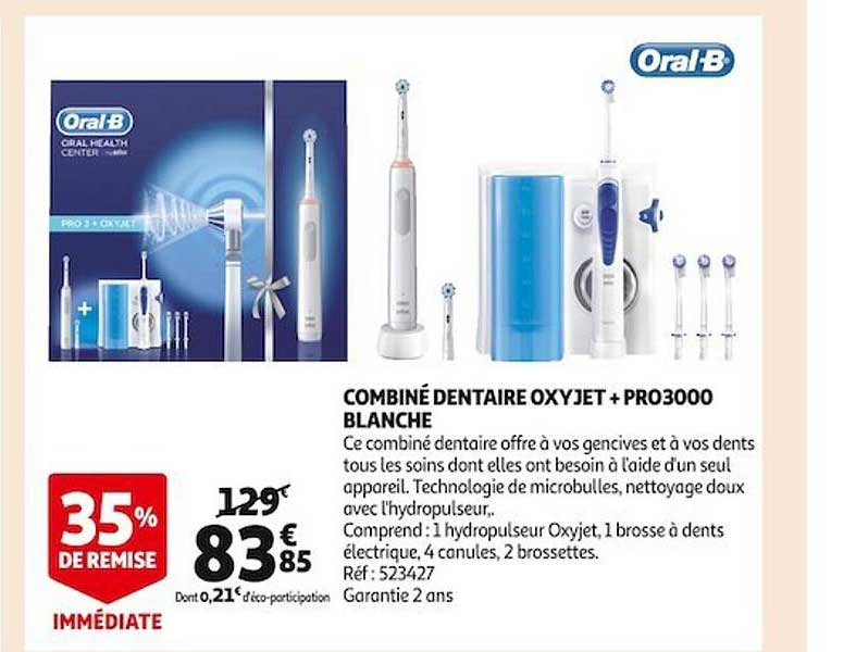 combiné dentaire oxyjet + pro3000 blanche oral-b