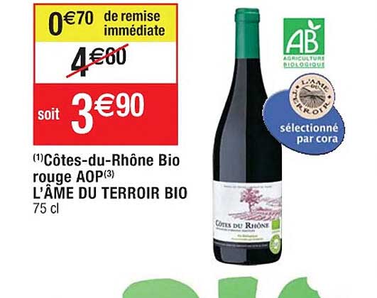 côtes-du-rhône bio rouge aop l'âme du terroir bio