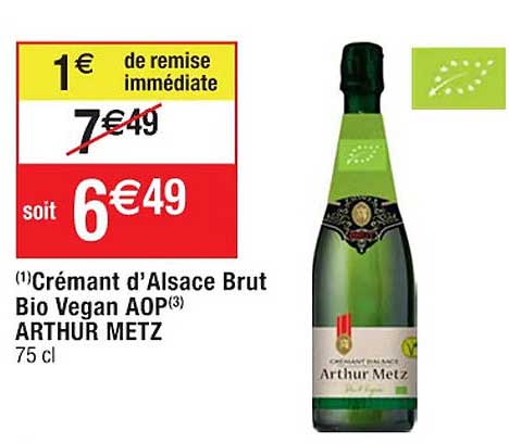 crémant d'alsace brut bio vegan aop arthur metz