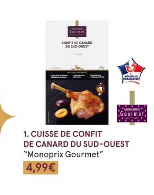 cuisse de confit de canard du sud-ouest "monoprix gourmet"