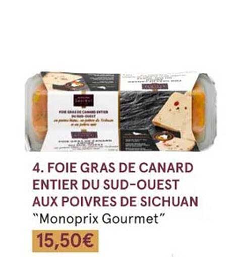 foie gras de canard entier du sud-ouest aux poivres de sichuan "monoprix gourmet"