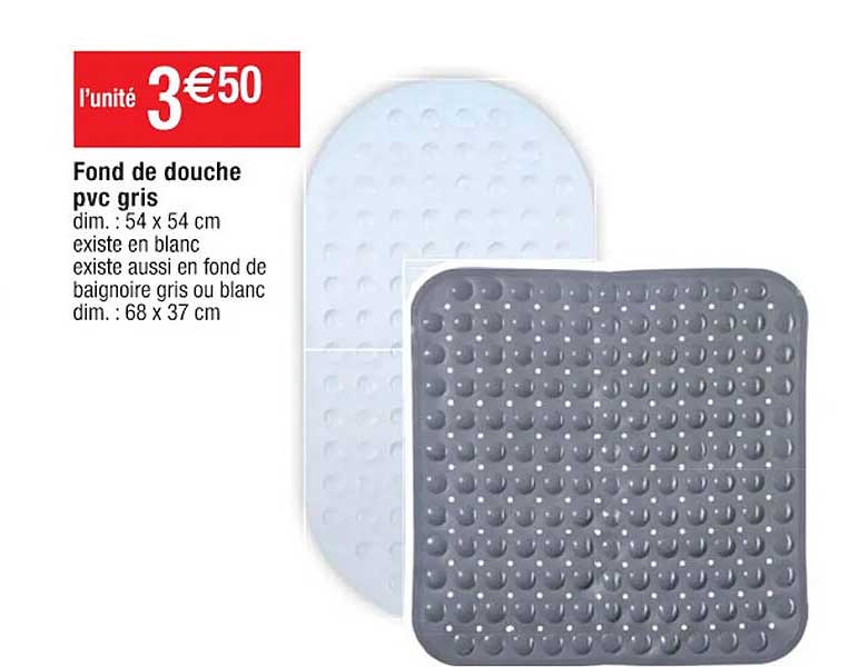 Fond De Douche Pvc Gris