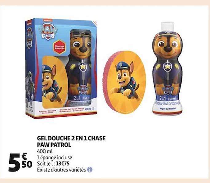 gel douche 2 en 1 chasse paw patrol
