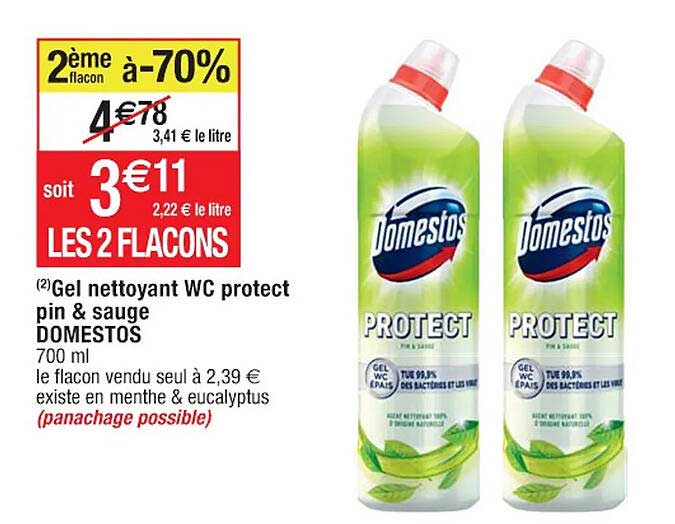 gel nettoyant wc protect pin & sauge domestos