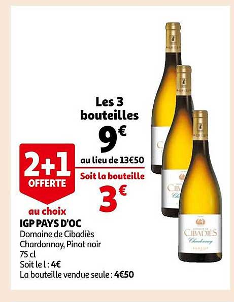 igp pays d'oc domaine de cibadiès chardonnays, pinot noir