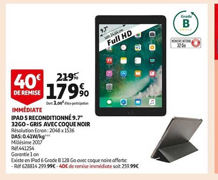 iPad 5 reconditionnée 9.7" 32go - gris avec coque noir
