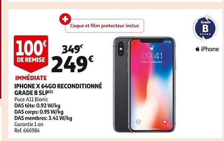 iPhone x 64go reconditionné grade b slp