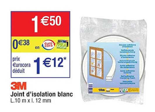 joint d'isolation blanc 3m