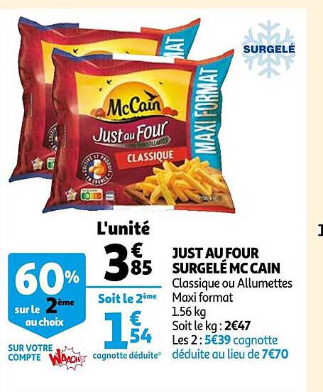 just au four surgelé mc cain